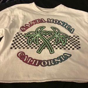 White graphic design crop top